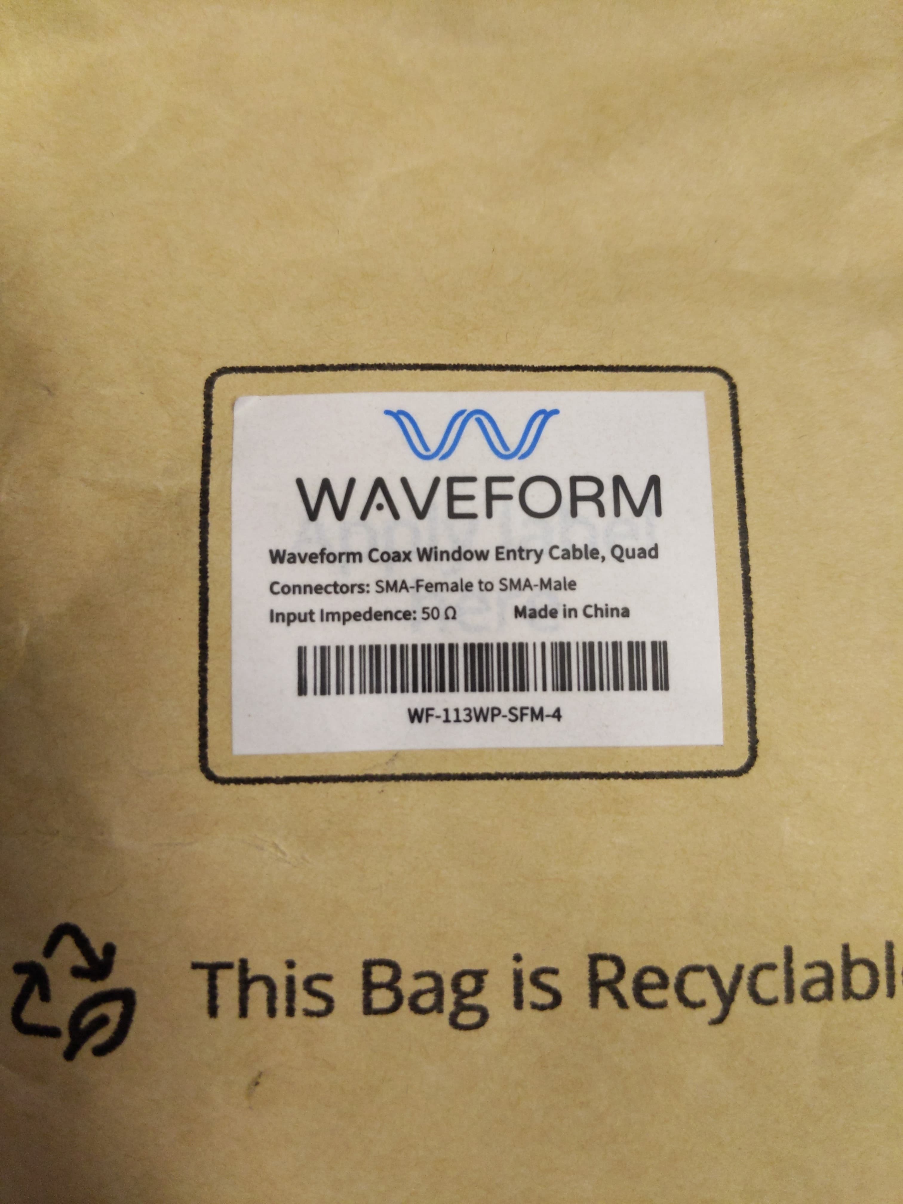 Waveform Coax Window Entry Cable, Quad